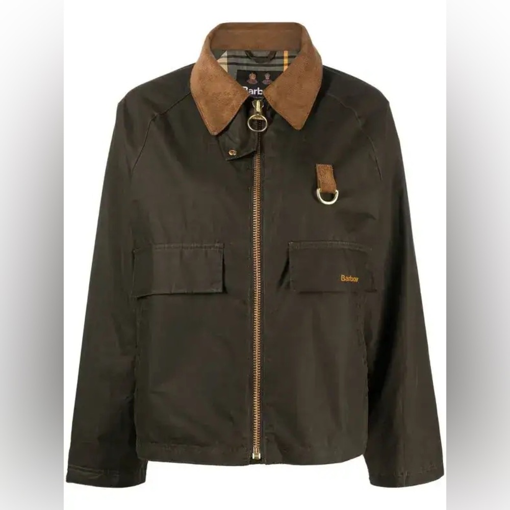 Barbour Eddleston Wax Jacket 
Olive 
Size US 4 (UK 8)